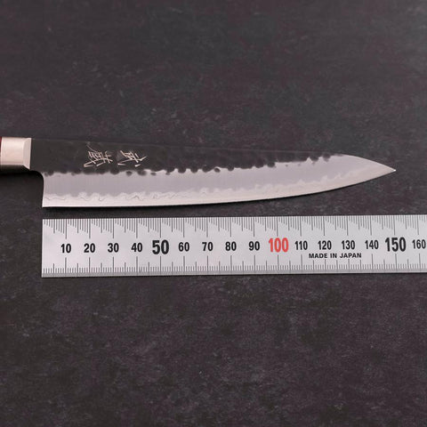 Petty Aogami Super Edelstahlummantelung Kurouchi Tsuchime Roter Westlicher Griff 150mm-[Musashi]-[Japan-Küchenmesser]
