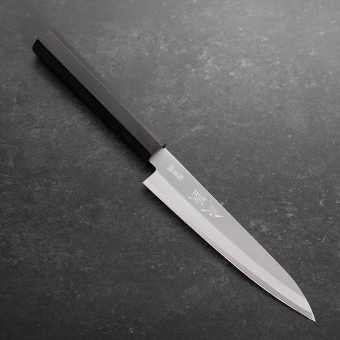 Petty Aogami Super Edelstahlummantelung Poliert Büffelhorn und Ebenholz Griff 145mm-[Musashi]-[Japan-Küchenmesser]