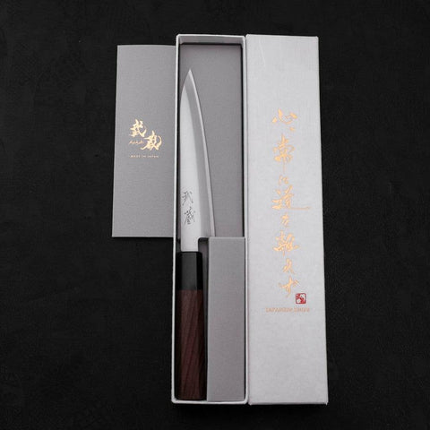 Petty Aogami Super Edelstahlummantelung Poliert Rosenholz Griff 150mm-[Musashi]-[Japan-Küchenmesser]