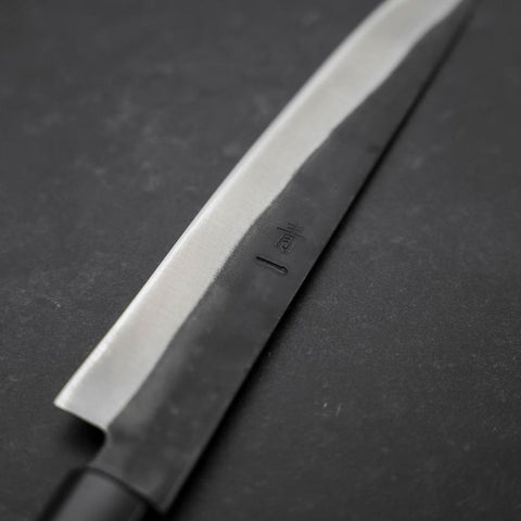 Petty Blue Steel #1 Edelstahlummantelung Kurouchi Büffelhorn und Magnolie Griff 150mm-[Musashi]-[Japan-Küchenmesser]