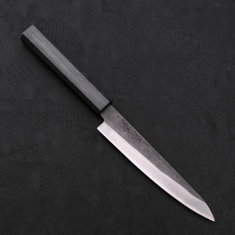 Petty Blue Steel #1 Edelstahlummantelung Kurouchi Dunkelblauer Urushi Griff 150mm-[Musashi]-[Japan-Küchenmesser]