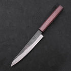 Petty Blue Steel #1 Edelstahlummantelung Kurouchi Lila Urushi Griff 150mm-[Musashi]-[Japan-Küchenmesser]