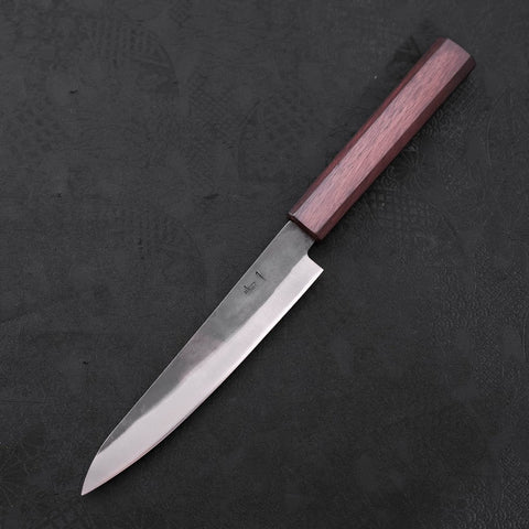 Petty Blue Steel #1 Edelstahlummantelung Kurouchi Lila Urushi Griff 150mm-[Musashi]-[Japan-Küchenmesser]