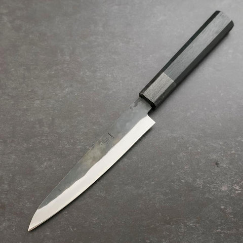 Petty Blue Steel #1 Edelstahlummantelung Kurouchi Schwarz-Blauer Urushi Griff 150mm-[Musashi]-[Japan-Küchenmesser]