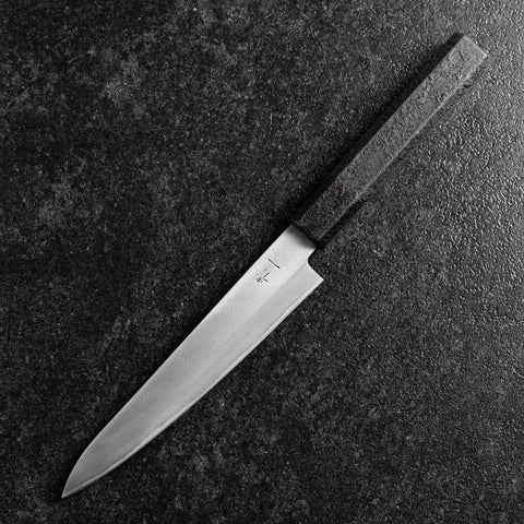 Petty Blue Steel #1 Edelstahlummantelung Poliert Schwarzer Urushi Griff 150mm-[Musashi]-[Japan-Küchenmesser]