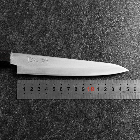 Petty Blue Steel #1 Edelstahlummantelung Poliert Schwarzer Urushi Griff 150mm-[Musashi]-[Japan-Küchenmesser]