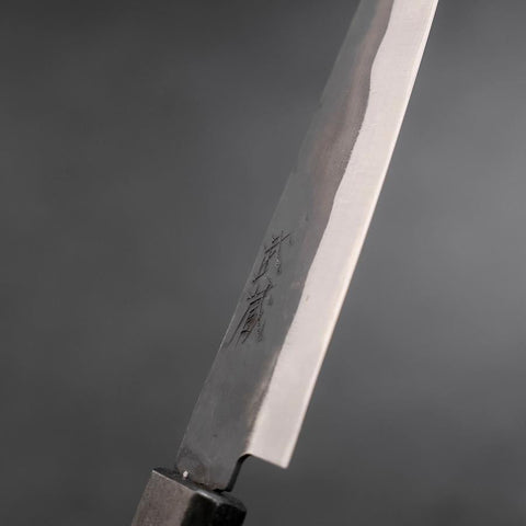 Petty Blue Steel #1 Stainless Clad Kurouchi Black Dark Blue Urushi Handle 150mm (5.9”)-[Musashi]-[Japan-Küchenmesser]