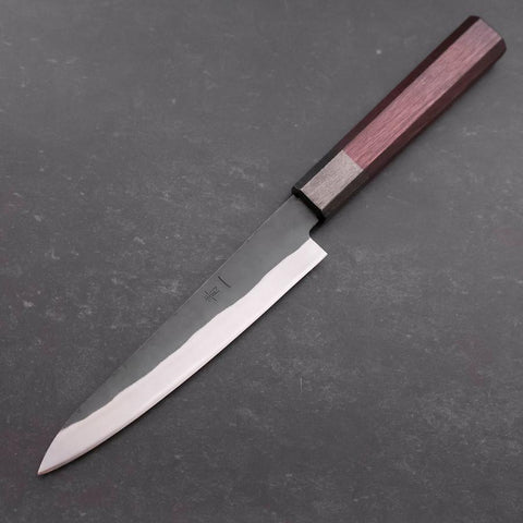 Petty Blue Steel #1 Stainless Clad Kurouchi Black Purple Urushi Handle 150mm (5.9”)-[Musashi]-[Japan-Küchenmesser]