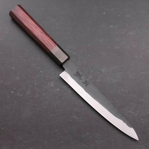 Petty Blue Steel #1 Stainless Clad Kurouchi Black Purple Urushi Handle 150mm (5.9”)-[Musashi]-[Japan-Küchenmesser]