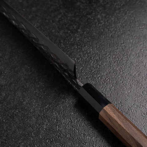 Petty Blue Steel #1 Tsuchime Buffalo Walnut Handle 150mm (5.9”)-[Musashi]-[Japanese-Kitchen-Knives]