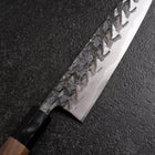 Petty Blue Steel #1 Tsuchime Büffelhorn und Walnussholz Griff 150mm-[Musashi]-[Japan-Küchenmesser]