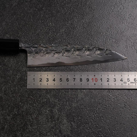 Petty Blue Steel #1 Tsuchime Büffelhorn und Walnussholz Griff 150mm-[Musashi]-[Japan-Küchenmesser]