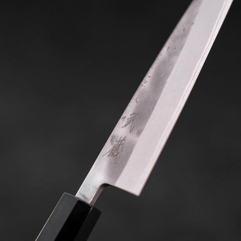 Petty Blue Steel #2 Edelstahlummantelung Nashiji Büffelhorn und Teakholz Griff 135mm-[Musashi]-[Japan-Küchenmesser]