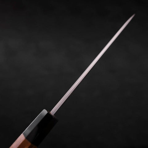 Petty Blue Steel #2 Edelstahlummantelung Nashiji Büffelhorn und Teakholz Griff 135mm-[Musashi]-[Japan-Küchenmesser]