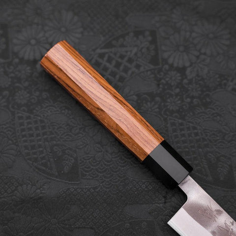 Petty Blue Steel #2 Edelstahlummantelung Nashiji Büffelhorn und Teakholz Griff 135mm-[Musashi]-[Japan-Küchenmesser]