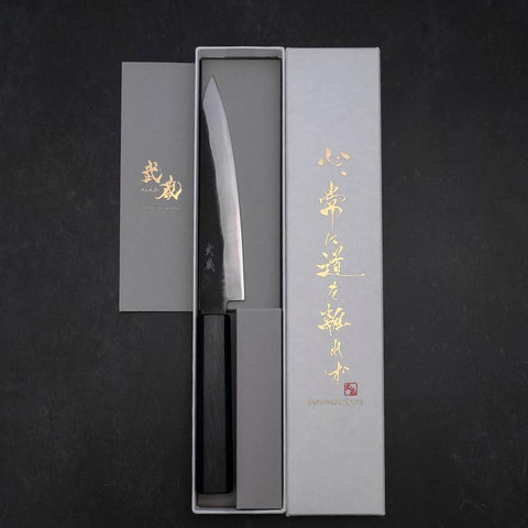 Petty Blue Steel #2 Kurouchi Dunkelblauer Urushi Griff 150mm-[Musashi]-[Japan-Küchenmesser]