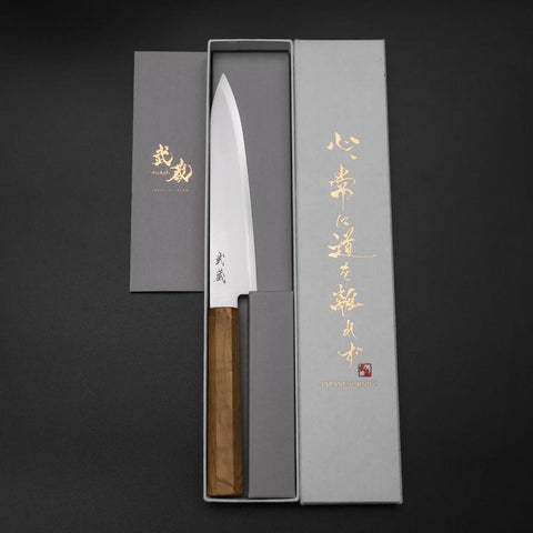 Petty Blue Steel #2 Poliert Olivenholz Griff 150mm-[Musashi]-[Japan-Küchenmesser]