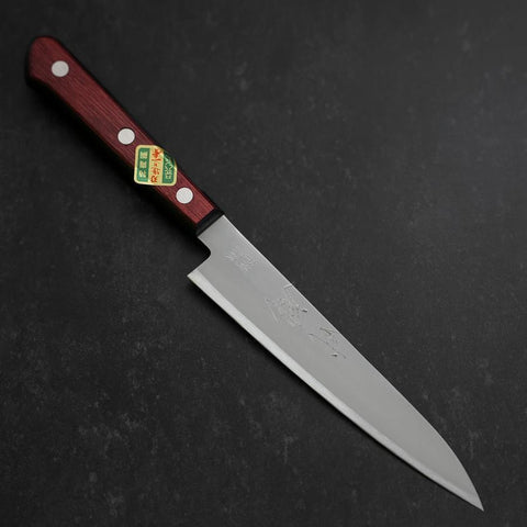 Petty Blue Super Edelstahlummantelung Poliert Schwarz-Roter Westlicher Griff 150mm-[Musashi]-[Japan-Küchenmesser]
