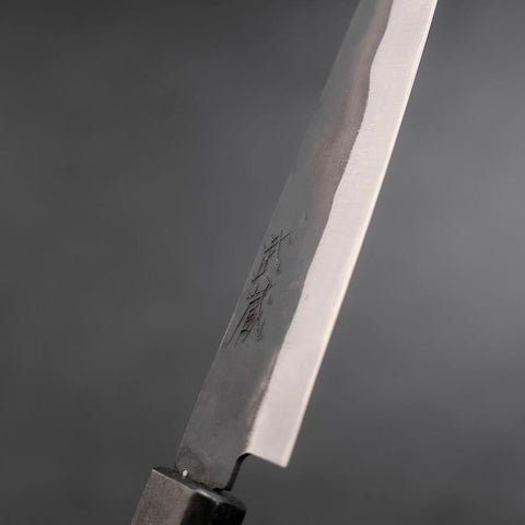 Petty Blue steel #1 Edelstahlummantelung KurouchiSchwarz-Blauer Urushi Griff 150mm-[Musashi]-[Japan-Küchenmesser]