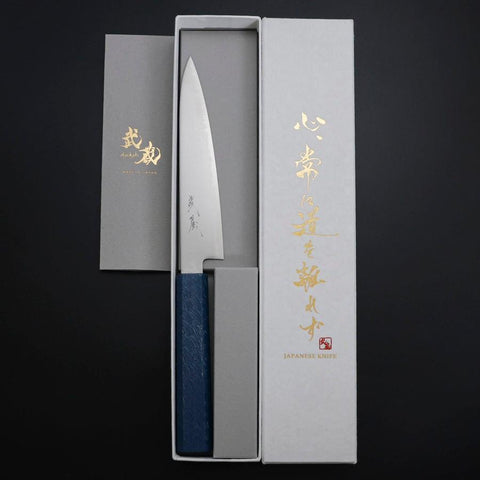 Petty Chromax Poliert Blauer Urushi Griff 150mm-[Musashi]-[Japan-Küchenmesser]