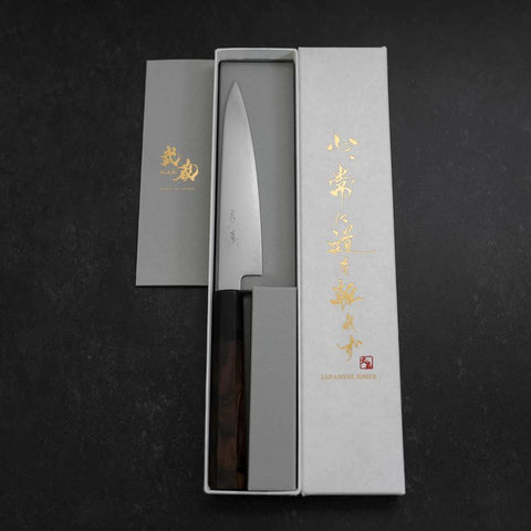 Petty Chromax Polished Buffalo Ebony Handle 150mm (5.9”)-[Musashi]-[Japan-Küchenmesser]