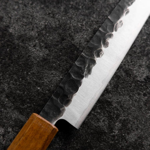 Petty Edelstahlummantelung AUS-8 Kurouchi Tsuchime Yaki Urushi Griff 155mm-[Musashi]-[Japan-Küchenmesser]