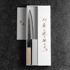Petty Edelstahlummantelung Blue Super Kurouchi Tsuchime Büffelhorn und Magnolienholz Griff 150mm-[Musashi]-[Japan-Küchenmesser]