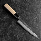 Petty Edelstahlummantelung Blue Super Kurouchi Tsuchime Büffelhorn und Magnolienholz Griff 150mm-[Musashi]-[Japan-Küchenmesser]