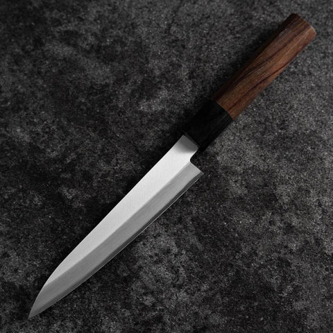 Petty Edelstahlummantelung Blue Super Poliert Rosenholz Griff 150mm-[Musashi]-[Japan-Küchenmesser]