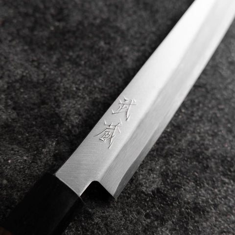 Petty Edelstahlummantelung Blue Super Poliert Rosenholz Griff 150mm-[Musashi]-[Japan-Küchenmesser]
