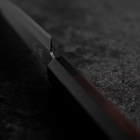 Petty Edelstahlummantelung Blue Super Poliert Rosenholz Griff 150mm-[Musashi]-[Japan-Küchenmesser]