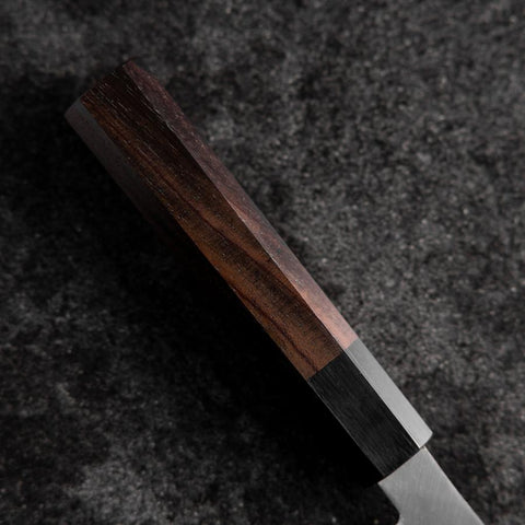 Petty Edelstahlummantelung Blue Super Poliert Rosenholz Griff 150mm-[Musashi]-[Japan-Küchenmesser]