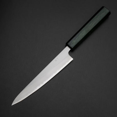 Petty Edelstahlummantelung White Steel #1 Poliert Grüner Urushi Griff 150mm-[Musashi]-[Japan-Küchenmesser]
