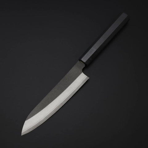 Petty Kobalt Edelstahl HRC62 Kurouchi Damast Büffelhorn und Ebenholz Griff 150mm-[Musashi]-[Japan-Küchenmesser]