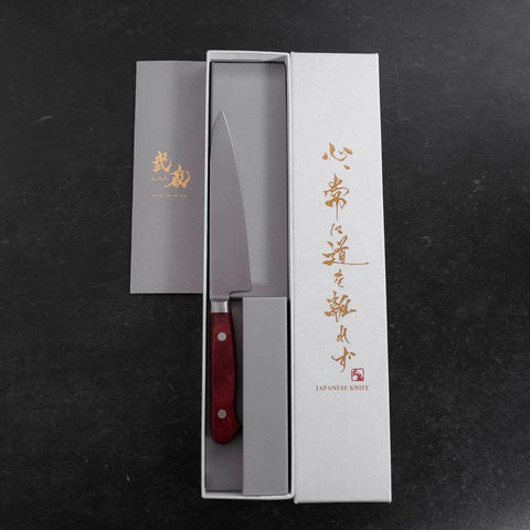 Petty Molybdän Poliert Roter Westlicher Griff 120mm-[Musashi]-[Japan-Küchenmesser]