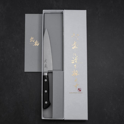 Petty Molybdenum Polished Western Purple Handle 120mm (4.7”)-[Musashi]-[Japan-Küchenmesser]