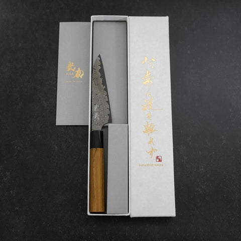 Petty SG-2 Damast Büffelhorn und Teakholz Griff 120mm-[Musashi]-[Japan-Küchenmesser]