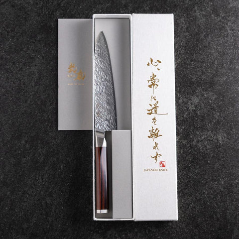 Petty SG-2 Kagami Tsuchime Damast Oktagonaler Mahagoni Griff 150mm-[Musashi]-[Japan-Küchenmesser]