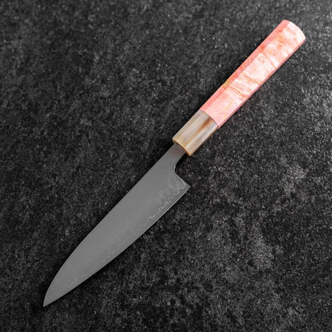 Petty SLD Kagami Büffelhorn und Dunkel-Rosa Ahornholz Griff 130mm-[Musashi]-[Japan-Küchenmesser]