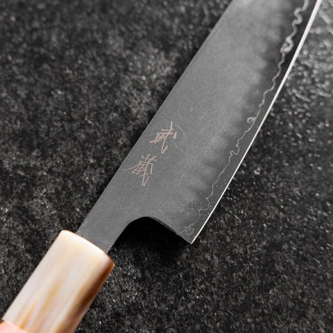 Petty SLD Kagami Büffelhorn und Dunkel-Rosa Ahornholz Griff 130mm-[Musashi]-[Japan-Küchenmesser]