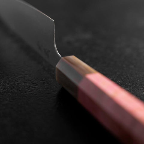 Petty SLD Kagami Büffelhorn und Dunkel-Rosa Ahornholz Griff 130mm-[Musashi]-[Japan-Küchenmesser]
