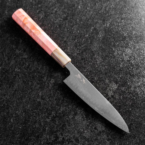 Petty SLD Kagami Büffelhorn und Dunkel-Rosa Ahornholz Griff 130mm-[Musashi]-[Japan-Küchenmesser]
