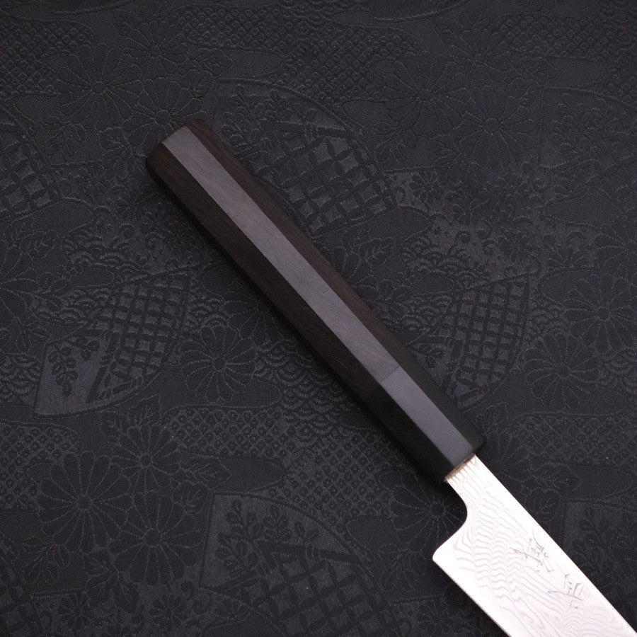 Petty SLD Wellen-Nickel Damast Büffelhorn und Ebenholz Griff 135mm-[Musashi]-[Japan-Küchenmesser]