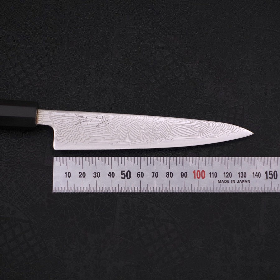 Petty SLD Wellen-Nickel Damast Büffelhorn und Ebenholz Griff 135mm-[Musashi]-[Japan-Küchenmesser]