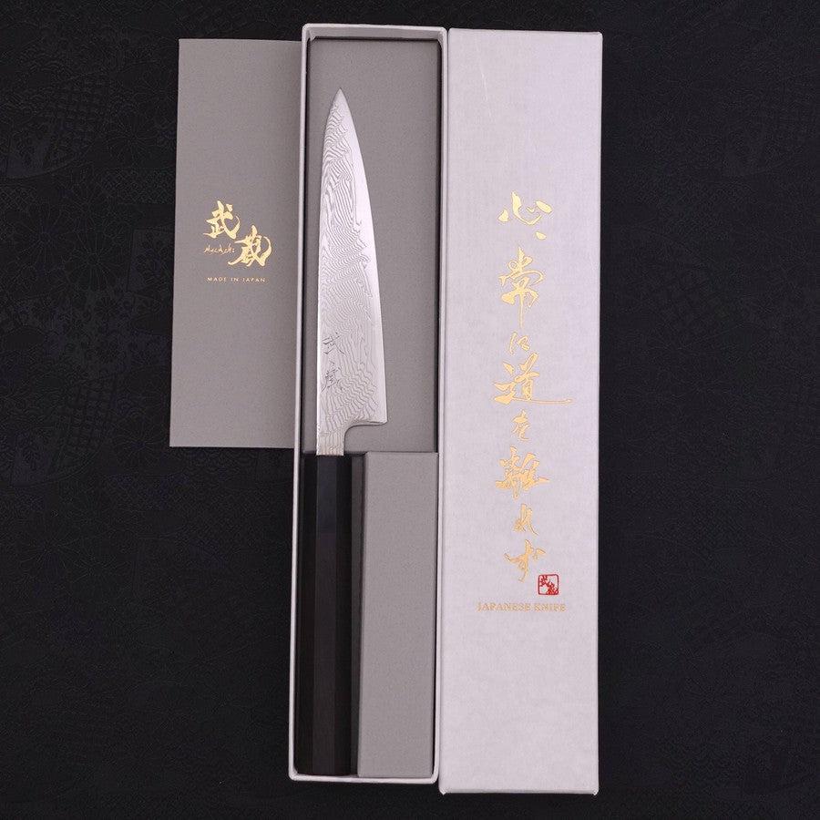 Petty SLD Wellen-Nickel Damast Büffelhorn und Ebenholz Griff 135mm-[Musashi]-[Japan-Küchenmesser]