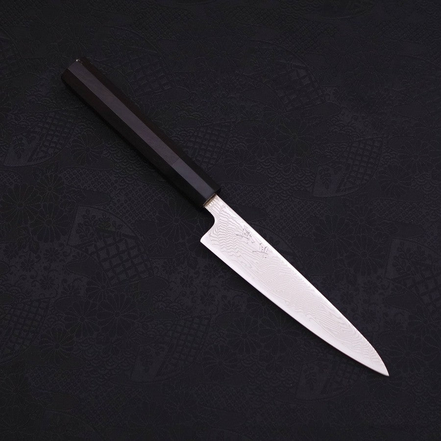 Petty SLD Wellen-Nickel Damast Büffelhorn und Ebenholz Griff 135mm-[Musashi]-[Japan-Küchenmesser]