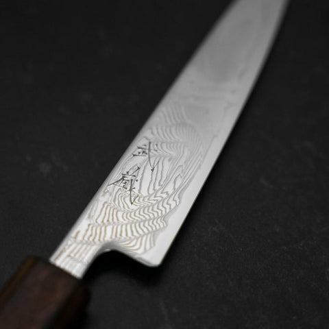Petty SLD Wellen-Nickel Damast Sumi Urushi Griff 135mm-[Musashi]-[Japan-Küchenmesser]
