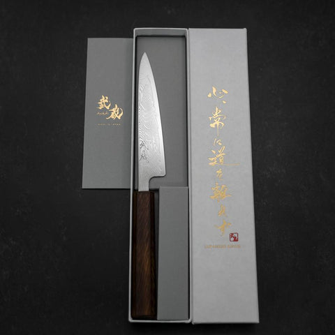 Petty SLD Wellen Nickel Damast Sumi Urushi Griff 135mm-[Musashi]-[Japan-Küchenmesser]