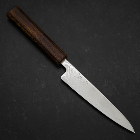 Petty SLD Wellen-Nickel Damast Sumi Urushi Griff 135mm-[Musashi]-[Japan-Küchenmesser]