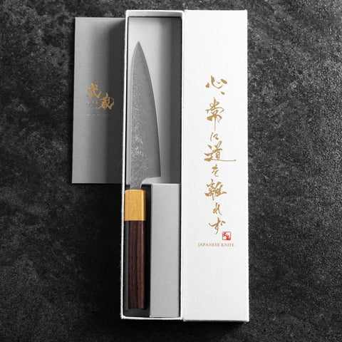 Petty SPG-Strix Damascus Shitan Handle 135mm (5.3”)-[Musashi]-[Japanese-Kitchen-Knives]